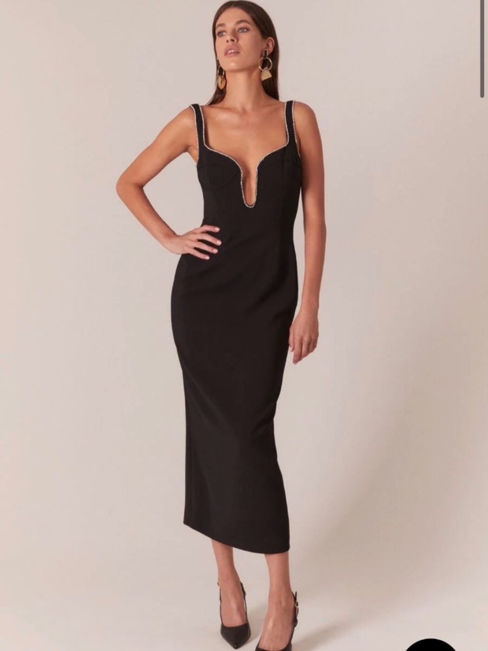 Bardot Brooklyn Diamonte Midi Dress In Black - Size XS